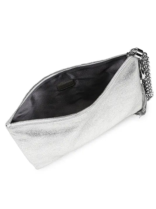 Callie Tassel Metallic Leather Clutch