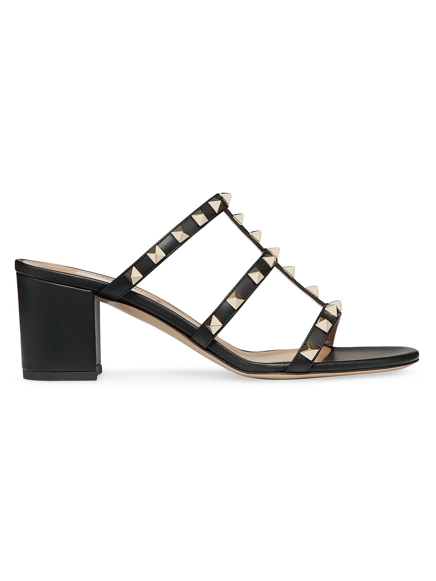 Rockstud Calfskin Leather Slide Sandals 60MM