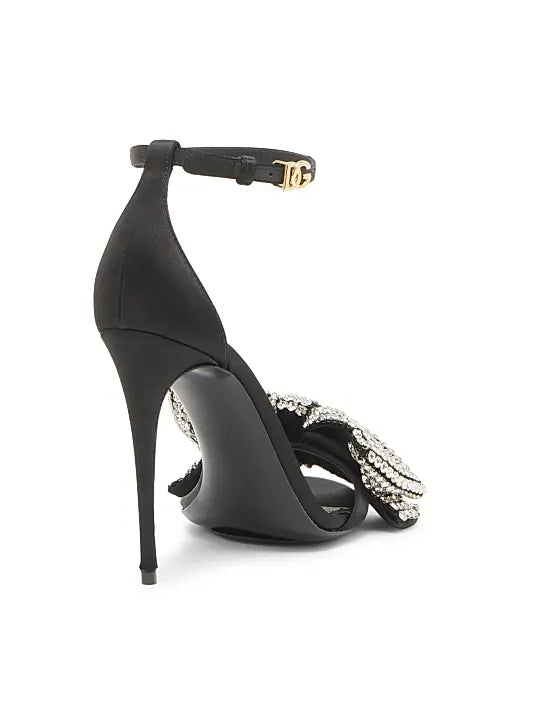 100MM Crystal-Embellished Bow Sandals