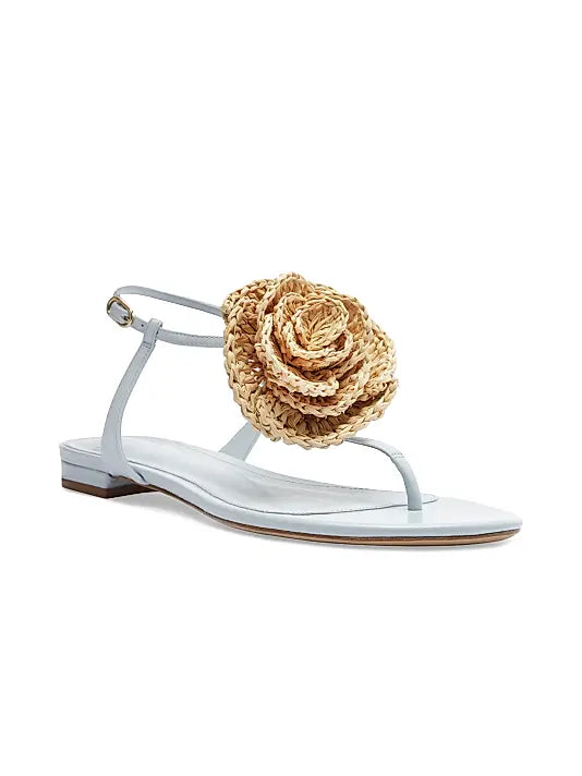 Sadie Floral-Accented Leather Sandals