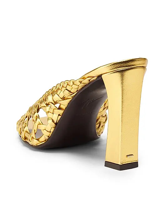 90MM Woven Leather Open-Toe Sandals