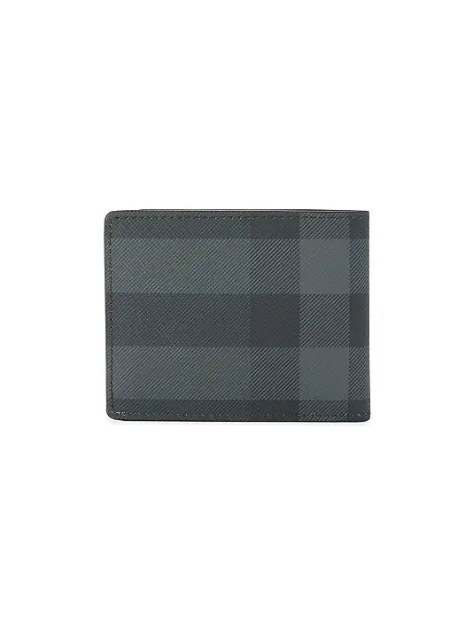 Checked Leather Bi-Fold Wallet