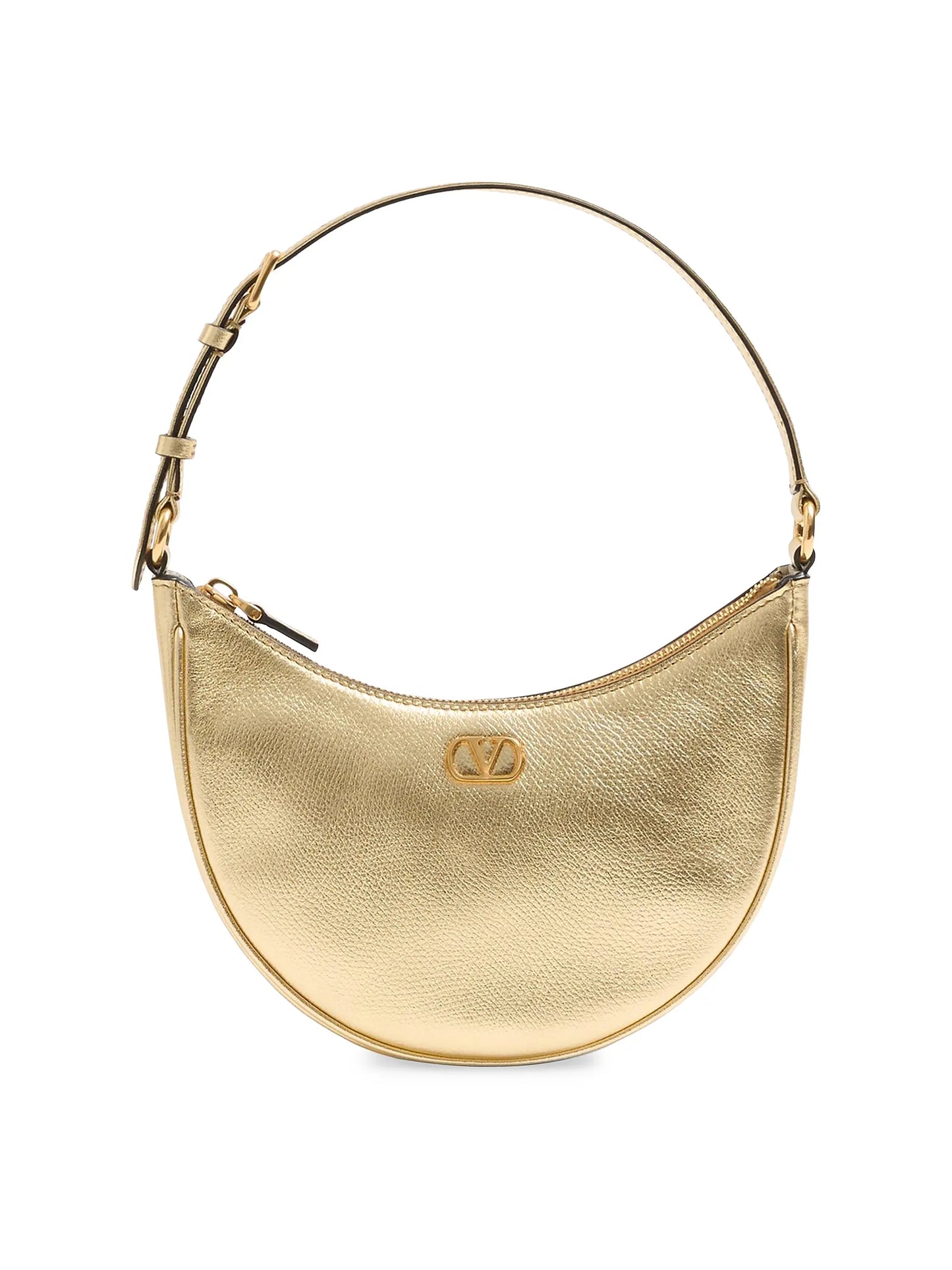 VLogo Signature Mini Hobo Bag in Laminated Grainy Calfskin