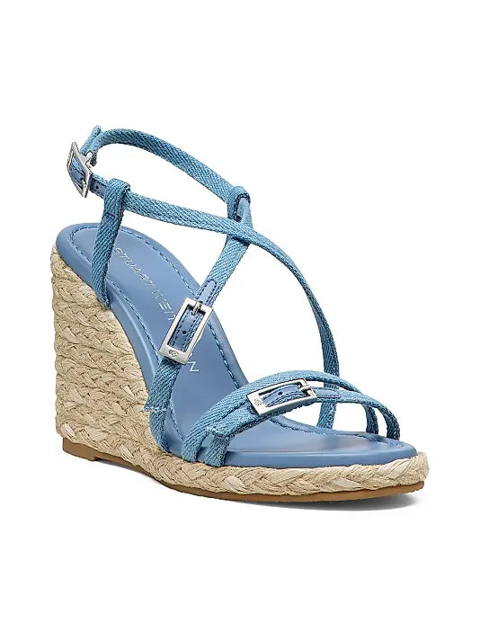 Georgie 90MM Denim Espadrille Wedge Sandals