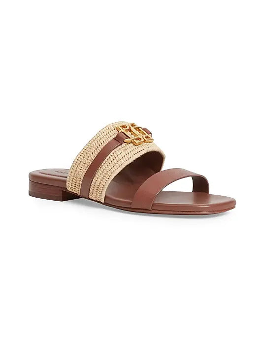 Roan Raffia & Leather Flat Sandals