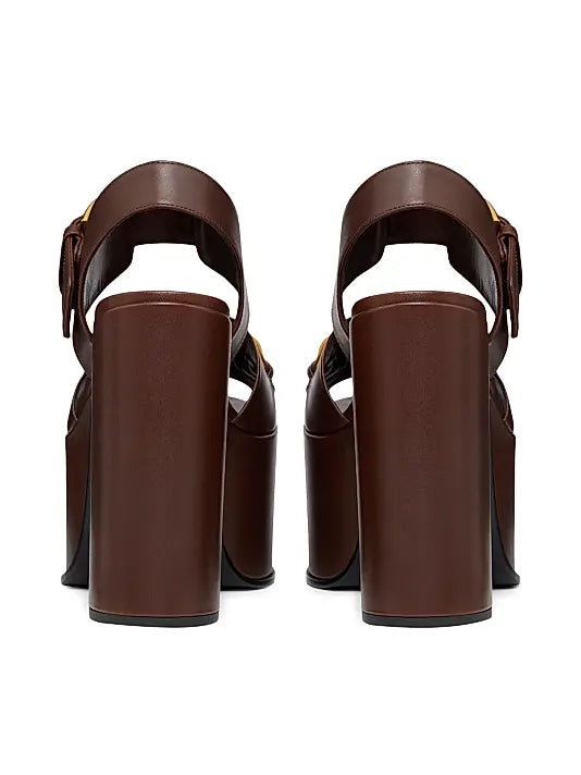 VLogo Chain Calfskin 130MM Platform Sandals
