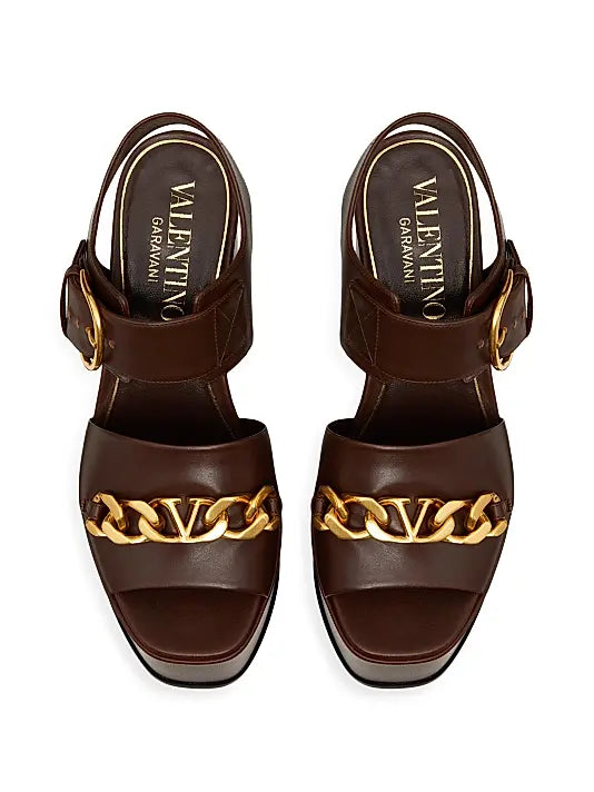 VLogo Chain Calfskin 130MM Platform Sandals