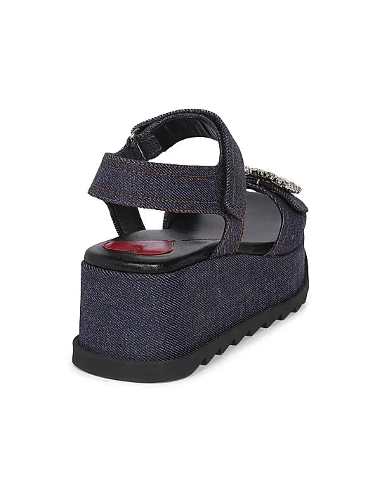 Slidy Viv' Denim Wedge Sandals