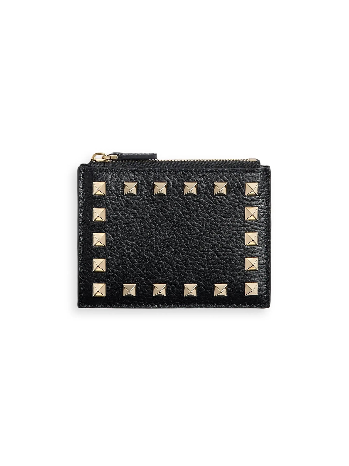 Rockstud Grainy Calfskin Cardholder with Zipper