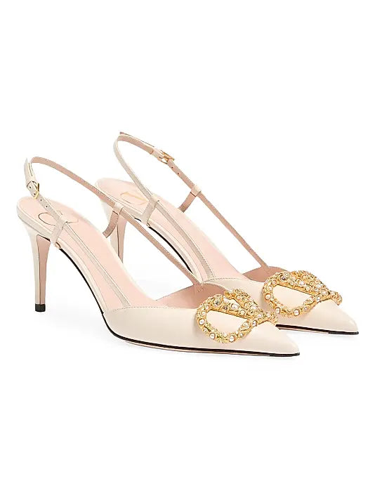 VLogo Signature Slingback Calfskin 80MM Pumps