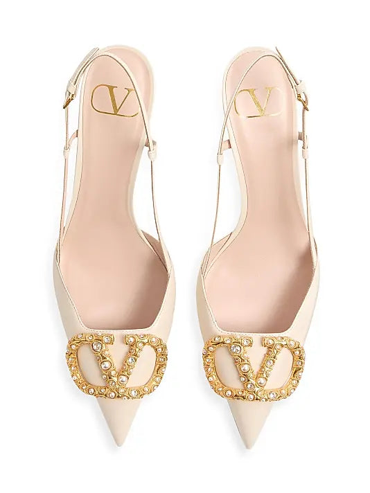 VLogo Signature Slingback Calfskin 80MM Pumps