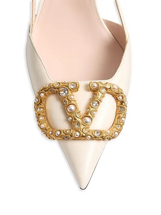 VLogo Signature Slingback Calfskin 80MM Pumps