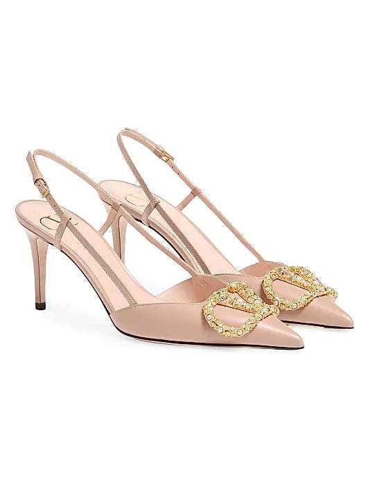 VLogo Signature Slingback Calfskin 80MM Pumps