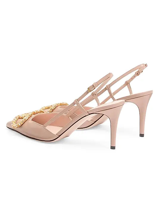 VLogo Signature Slingback Calfskin 80MM Pumps