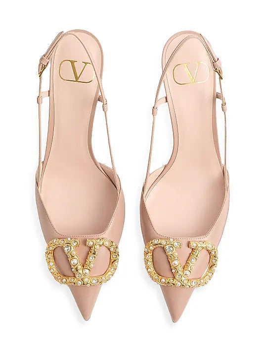 VLogo Signature Slingback Calfskin 80MM Pumps