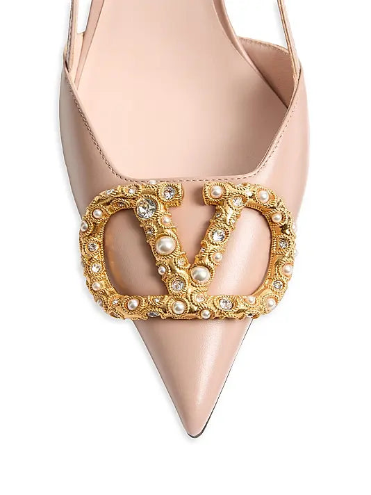 VLogo Signature Slingback Calfskin 80MM Pumps