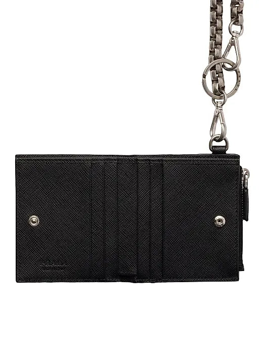 Small Saffiano Wallet with Chain