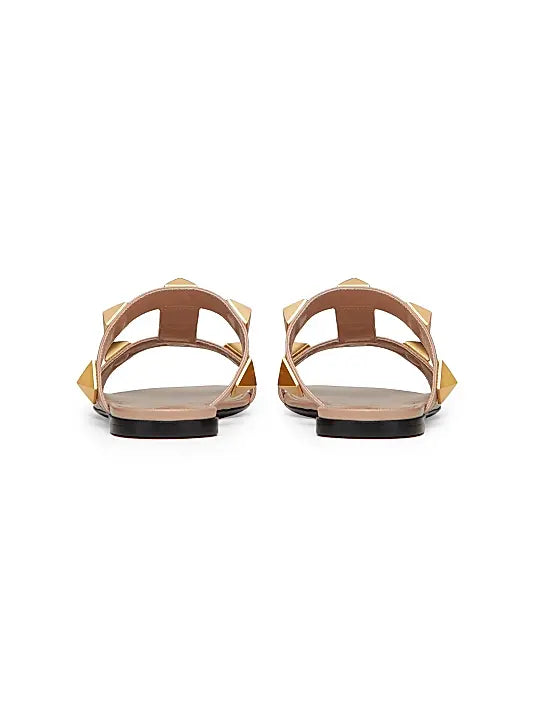 Flat Roman Stud Calfskin Slide Sandals