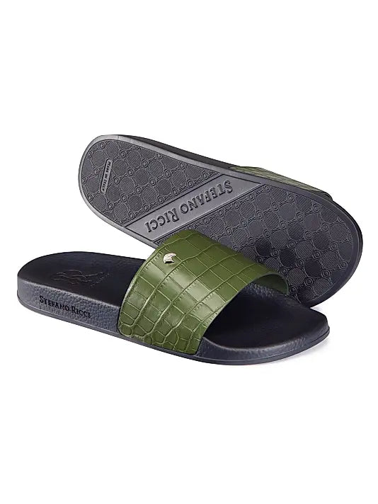 Matted Crocodile Leather Slides