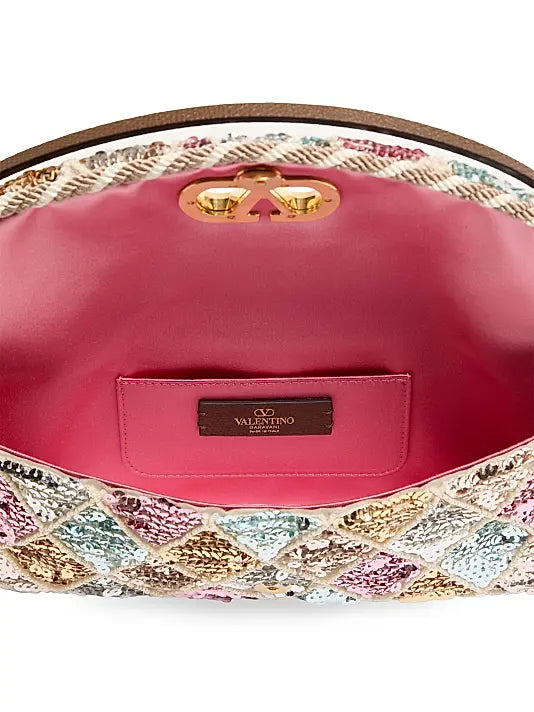 Vain Soft Small Top Handle Bag with Rhombelle Embroidery