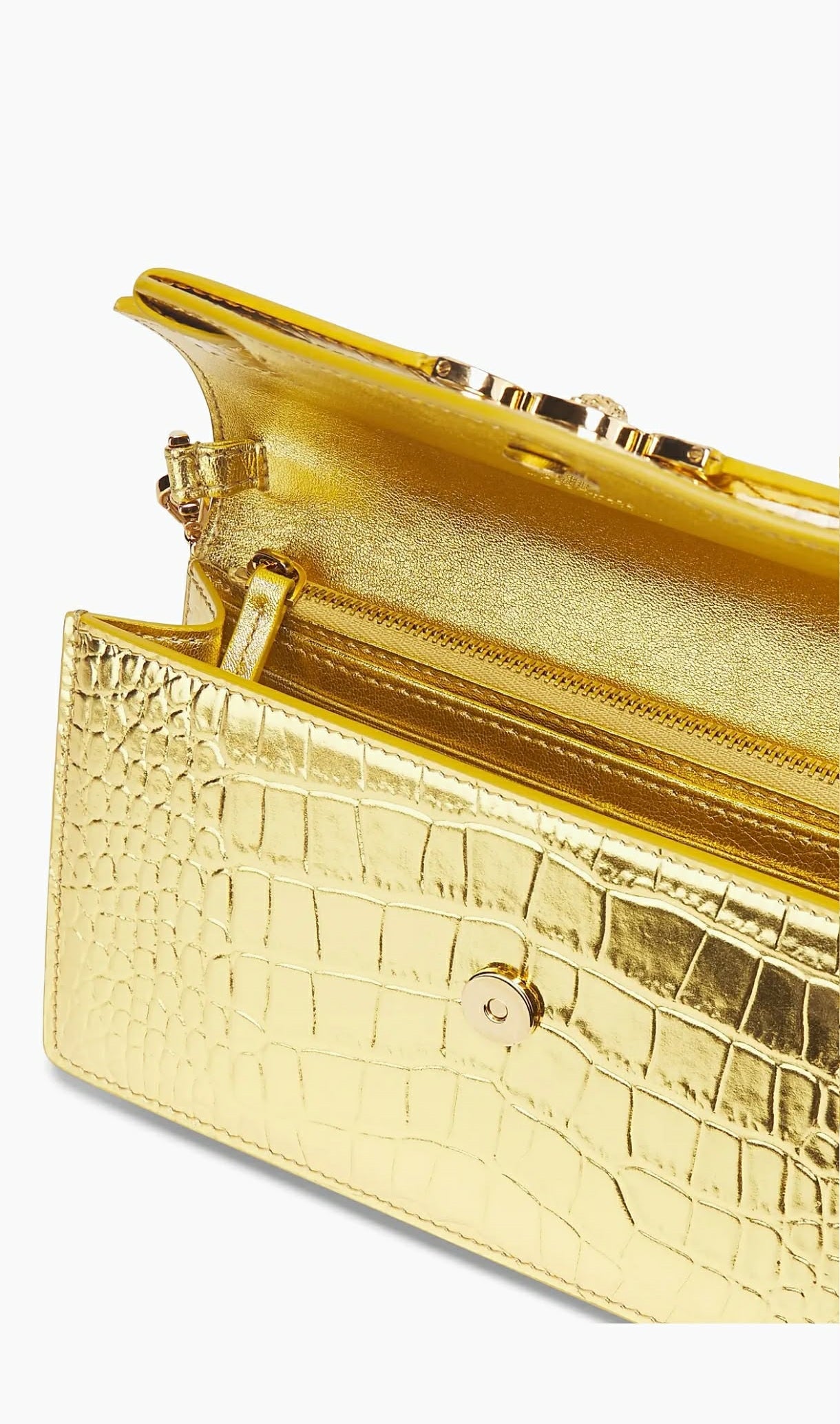 Laminated Croc-Embossed Leather Chain Walle