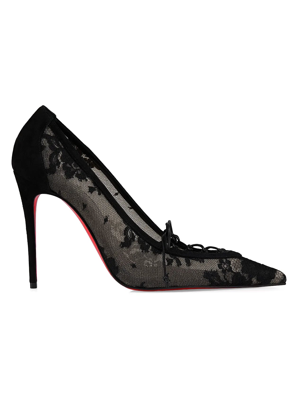 Km 100MM Lace and Leather Pumps