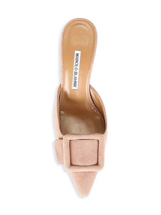 Maysale 70MM Buckle Suede Mules
