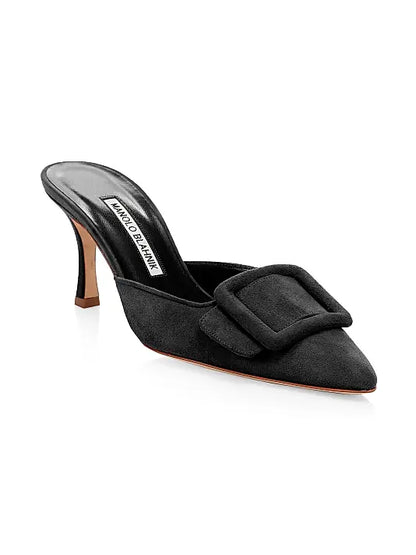 Maysale 70MM Buckle Suede Mules