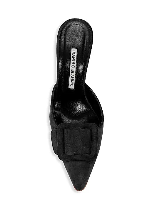 Maysale 70MM Buckle Suede Mules
