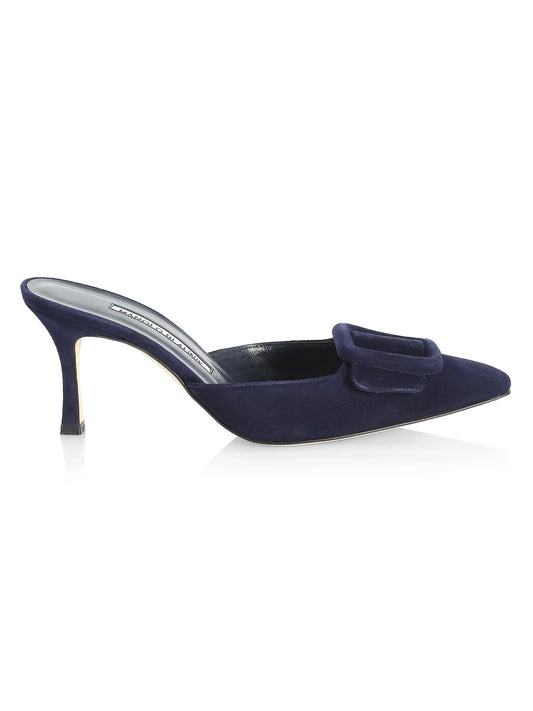 Maysale 70MM Buckle Suede Mules