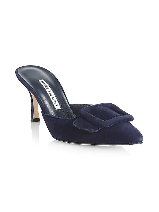 Maysale 70MM Buckle Suede Mules