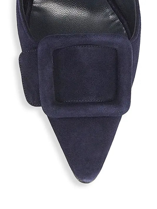 Maysale 70MM Buckle Suede Mules