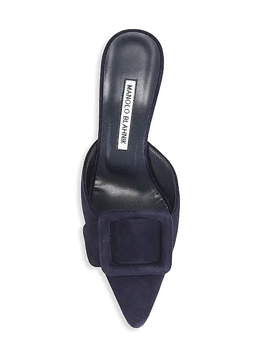 Maysale 70MM Buckle Suede Mules