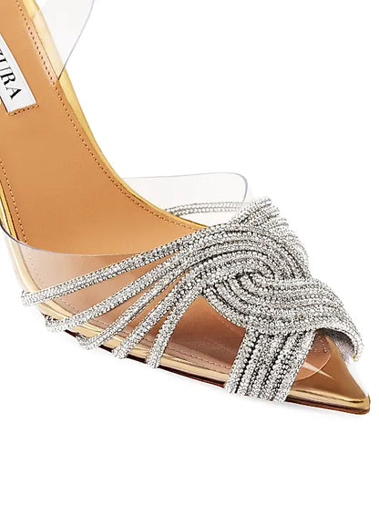 Gatsby 75MM Crystal-Embellished PVC Slingback Sandals