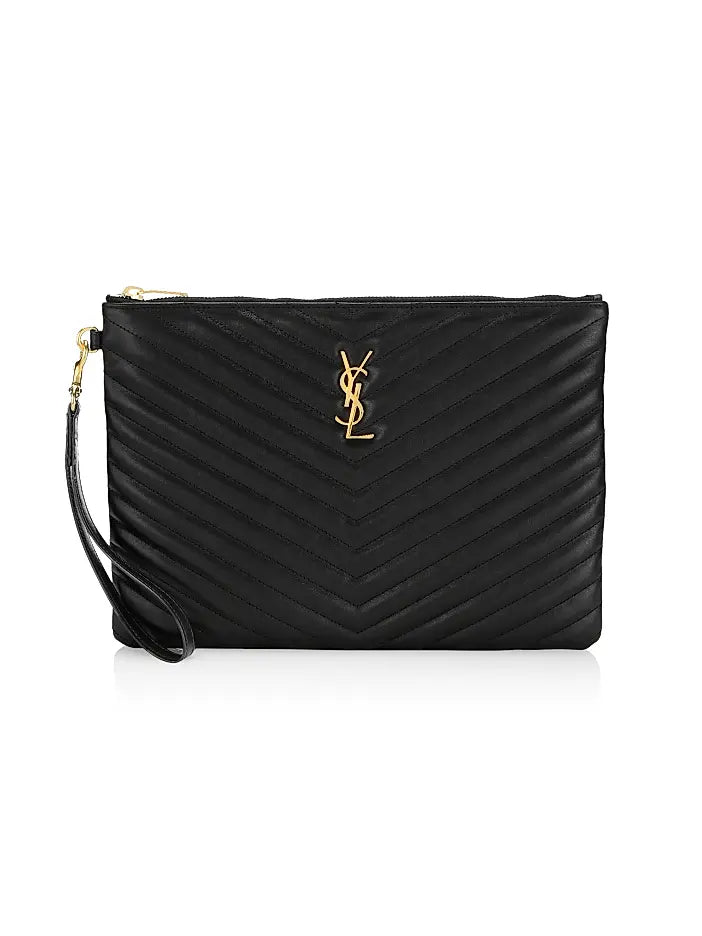 Quilted Leather Monogam Wristlet