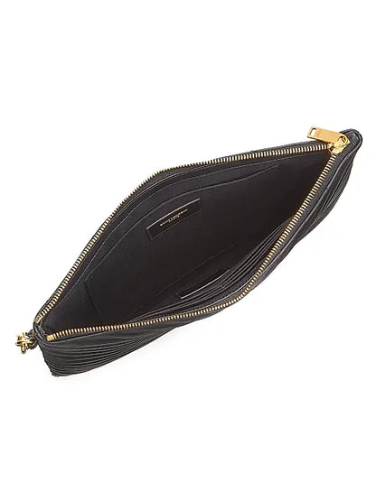 Quilted Leather Monogam Wristlet