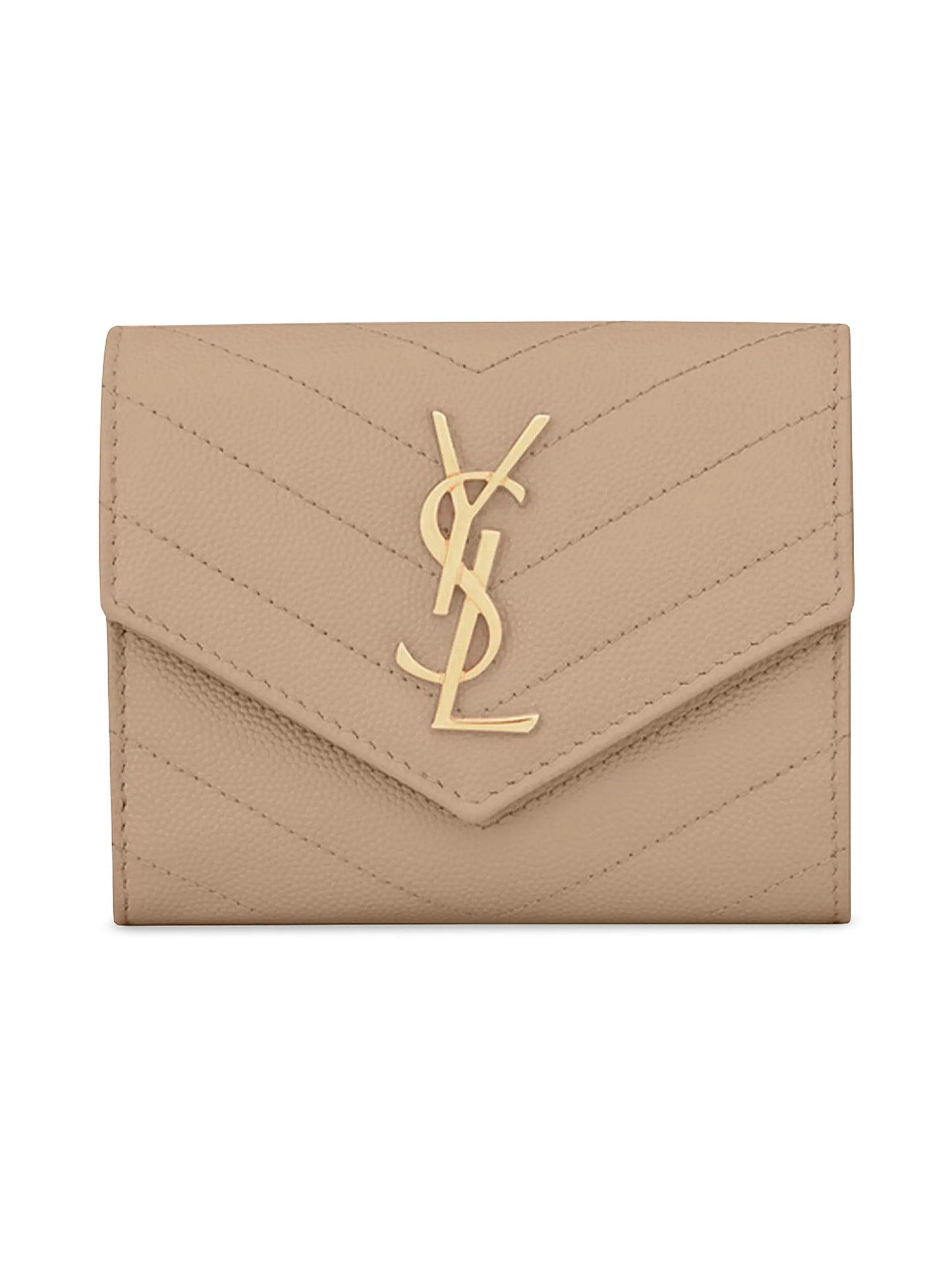 Cassandre Matelassé Compact Tri Fold Wallet In Grain De Poudre Embossed Leather