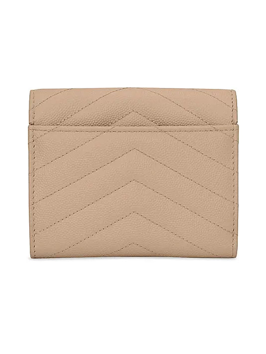 Cassandre Matelassé Compact Tri Fold Wallet In Grain De Poudre Embossed Leather