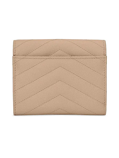 Cassandre Matelassé Compact Tri Fold Wallet In Grain De Poudre Embossed Leather
