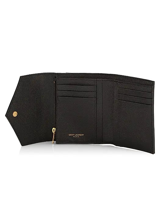 Cassandre Matelassé Compact Tri Fold Wallet In Grain De Poudre Embossed Leather