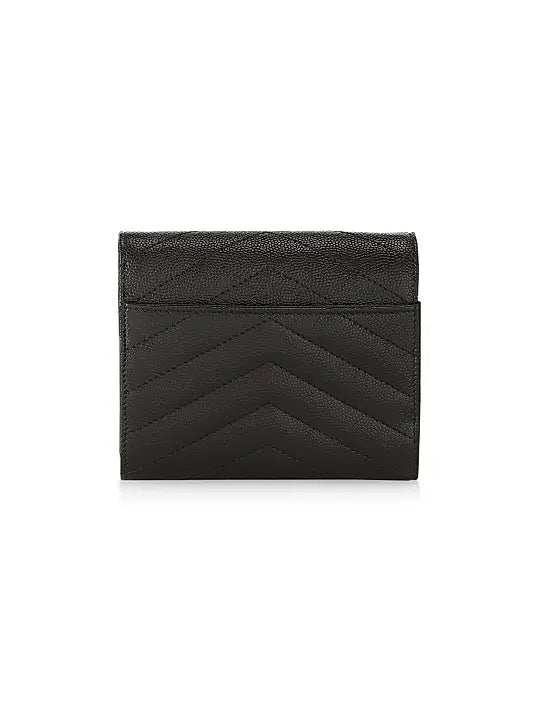 Cassandre Matelassé Compact Tri Fold Wallet In Grain De Poudre Embossed Leather
