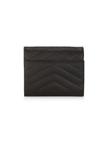 Cassandre Matelassé Compact Tri Fold Wallet In Grain De Poudre Embossed Leather