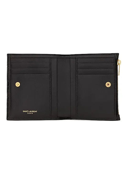 Uptown Compact Wallet In Crocodile-embossed Shiny Leather