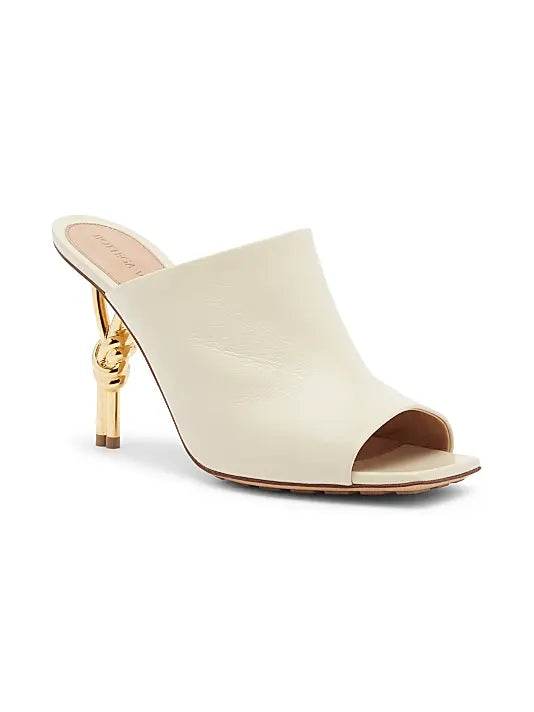 90MM Knot Metal-Heel Leather Sandals