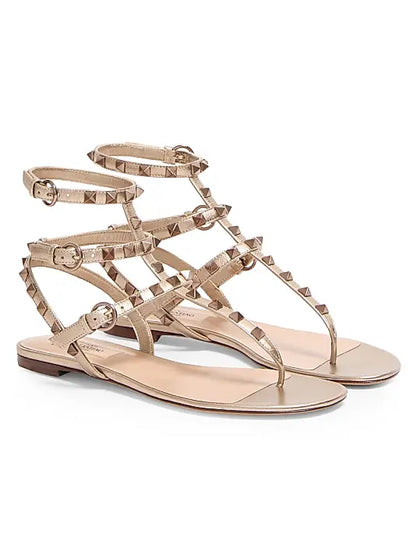 Rockstud Metallic Flat Flip-Flop Sandals