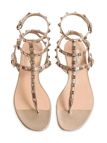 Rockstud Metallic Flat Flip-Flop Sandals