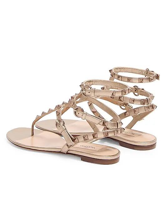 Rockstud Metallic Flat Flip-Flop Sandals