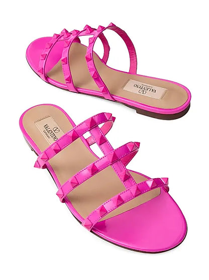 Rockstud Patent Leather Slides