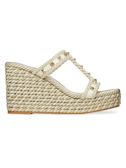 Rockstud Wedges In Calfskin