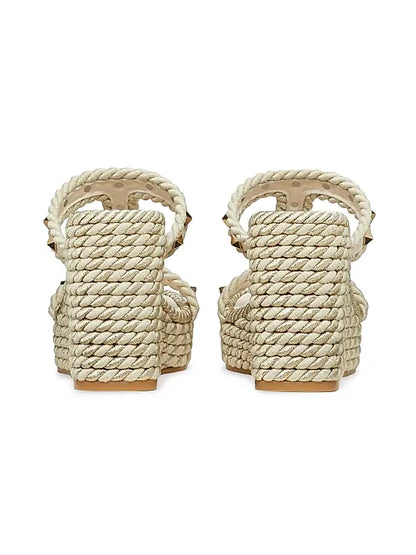 Rockstud Wedges In Calfskin